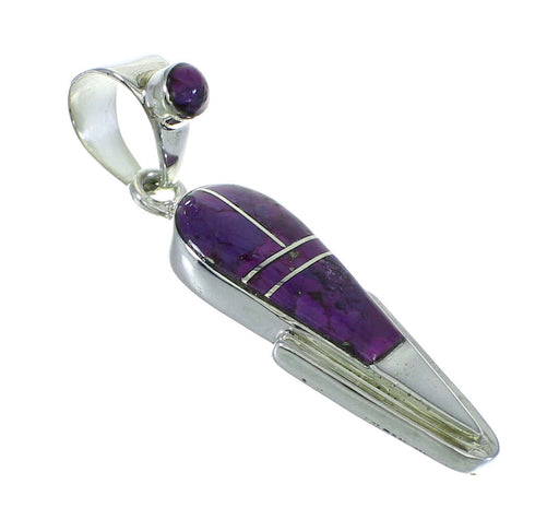 Genuine Sterling Silver Magenta Turquoise Southwestern Pendant YX67031